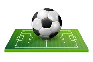 Soccer ball on a soccer field. Vector 3D clipart isolated on white background. Soccer ball on a soccer field. Vector 3D clipart isolated on white background.